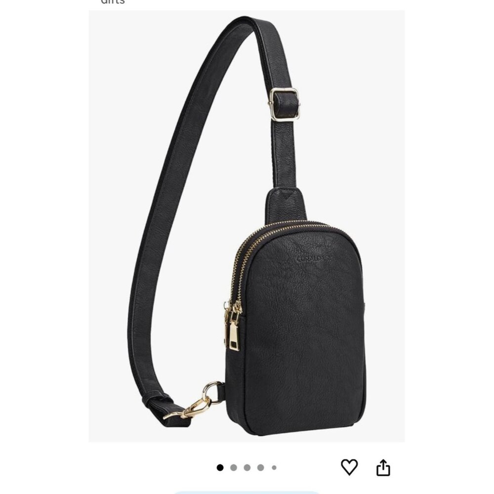 Coraldaisy Black Faux Leather Small Crossbody Sling Bag Pebbled Zipper - Picture 11 of 15